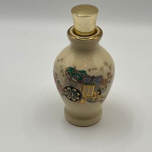 Vintage Porcelain Perfume Bottle Decorative Floral Gold Accent Made in Japan